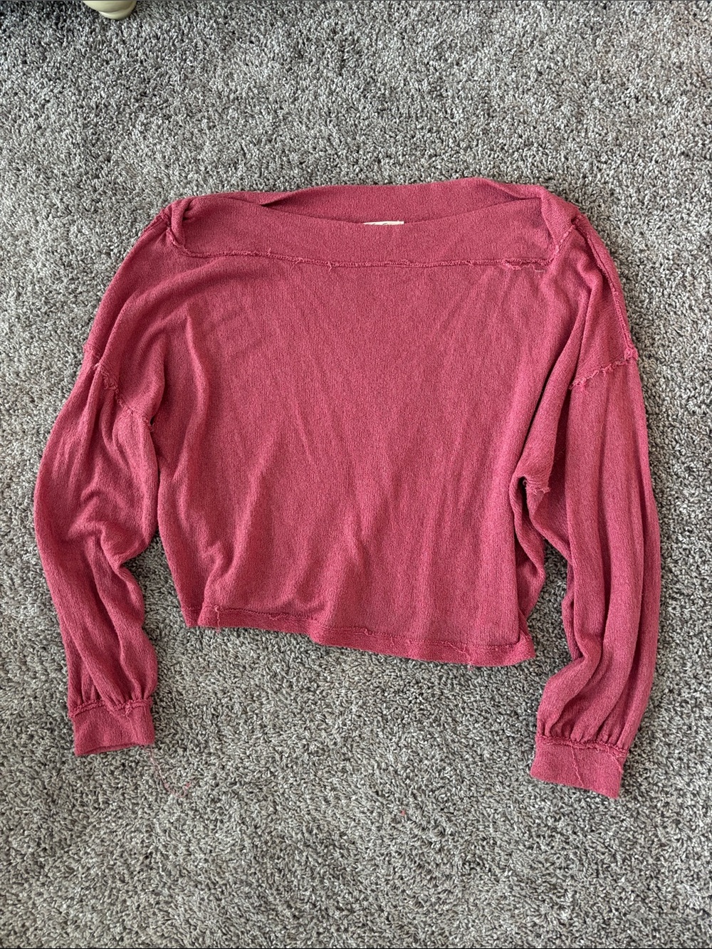 We The Free Washed Rose Cropped Long Sleeve Top